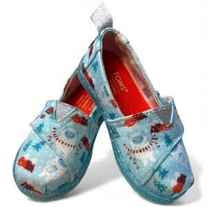 Toms Alpargata Holiday Slip On Flat Girls Blue Flats Casual 10017617T